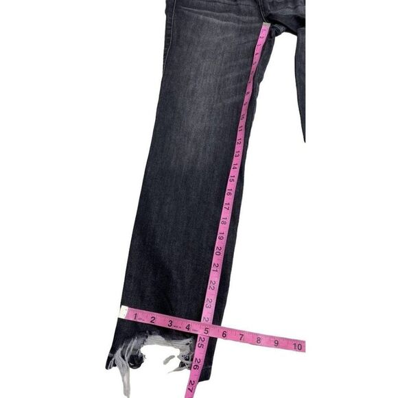 Rewash Brand Mom Curve Jeans Women's 24 Faded Black Destructed Frayed High Rise - Picture 5 of 12